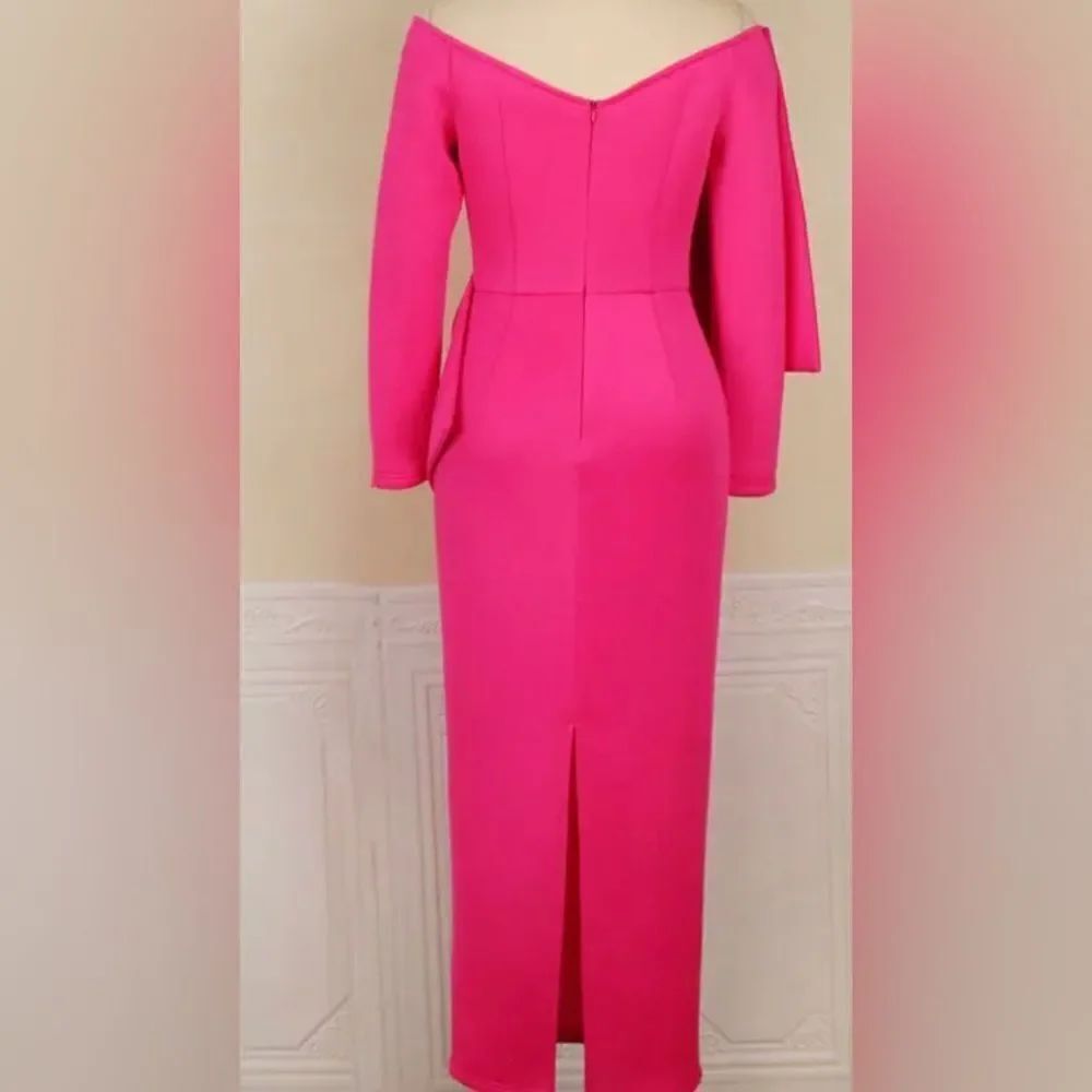 2022 Women's Long Dress Off Shoulder Big Bow Plus Size Slim Dress 1XL hot - Picture 3 of 15